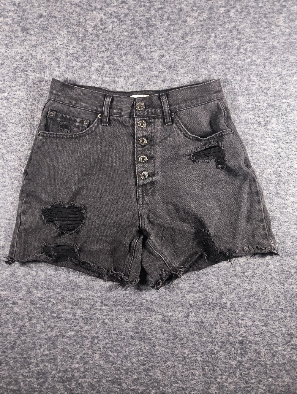 Forever 21 distressed high waisted black jean shorts, 27 waist